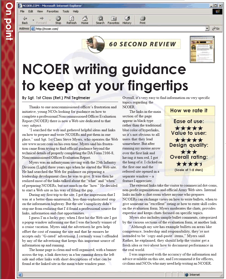 Review by the NCO Journal Four and half Stars